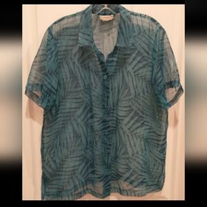 Coldwater Creek Sheer Button Down Shirt, Size Large
